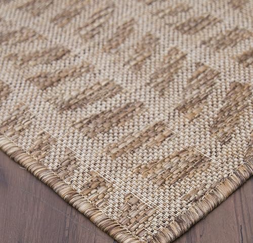 Miniatura 4 de HOMEGNOME Alfombra de onda geográfica para interiores y exteriores (8 x 10 pies, marrón neutro natural)