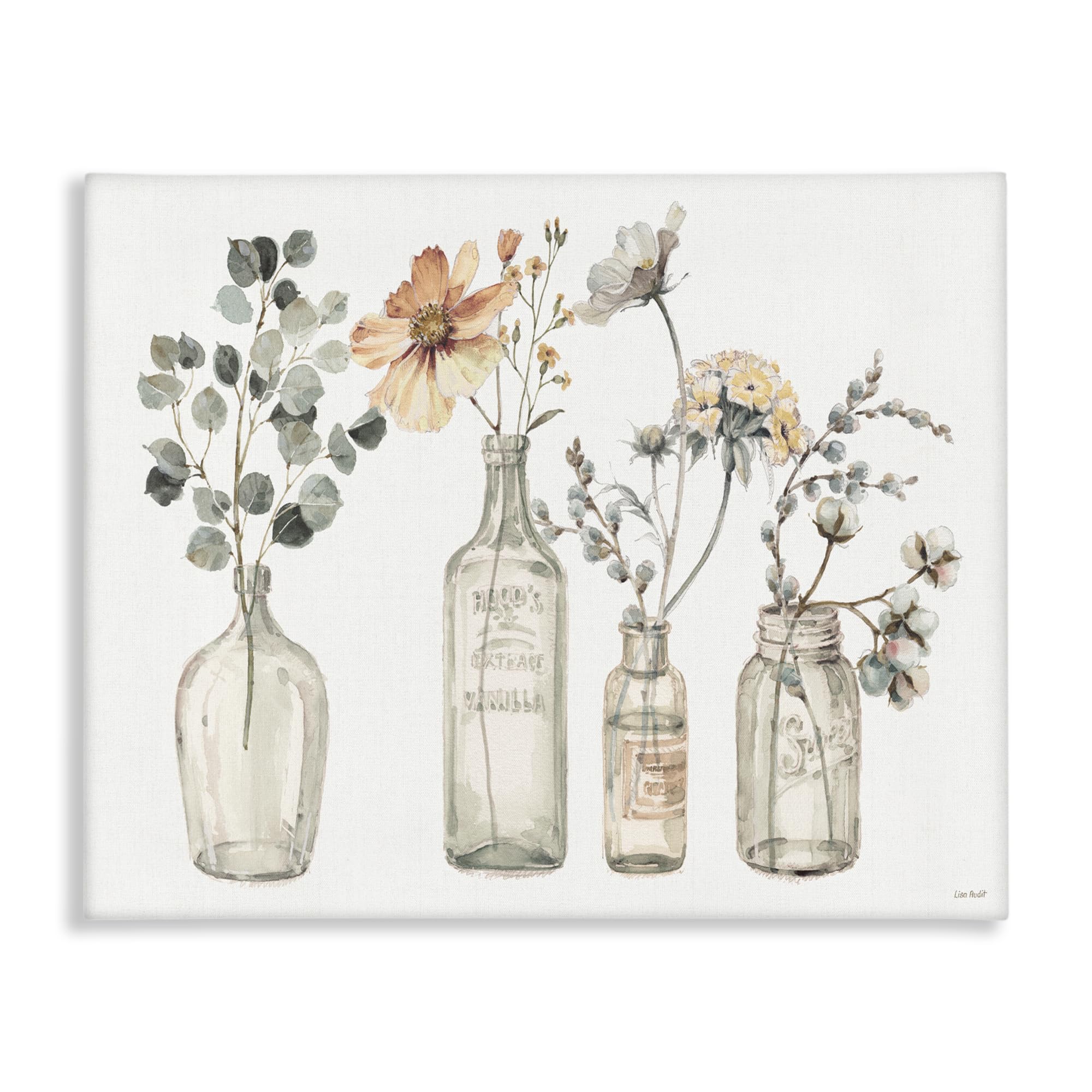 Stupell Industries Antique Floral Bouquets Flowers Glass Jar Painting, Canvas, 36 x 48