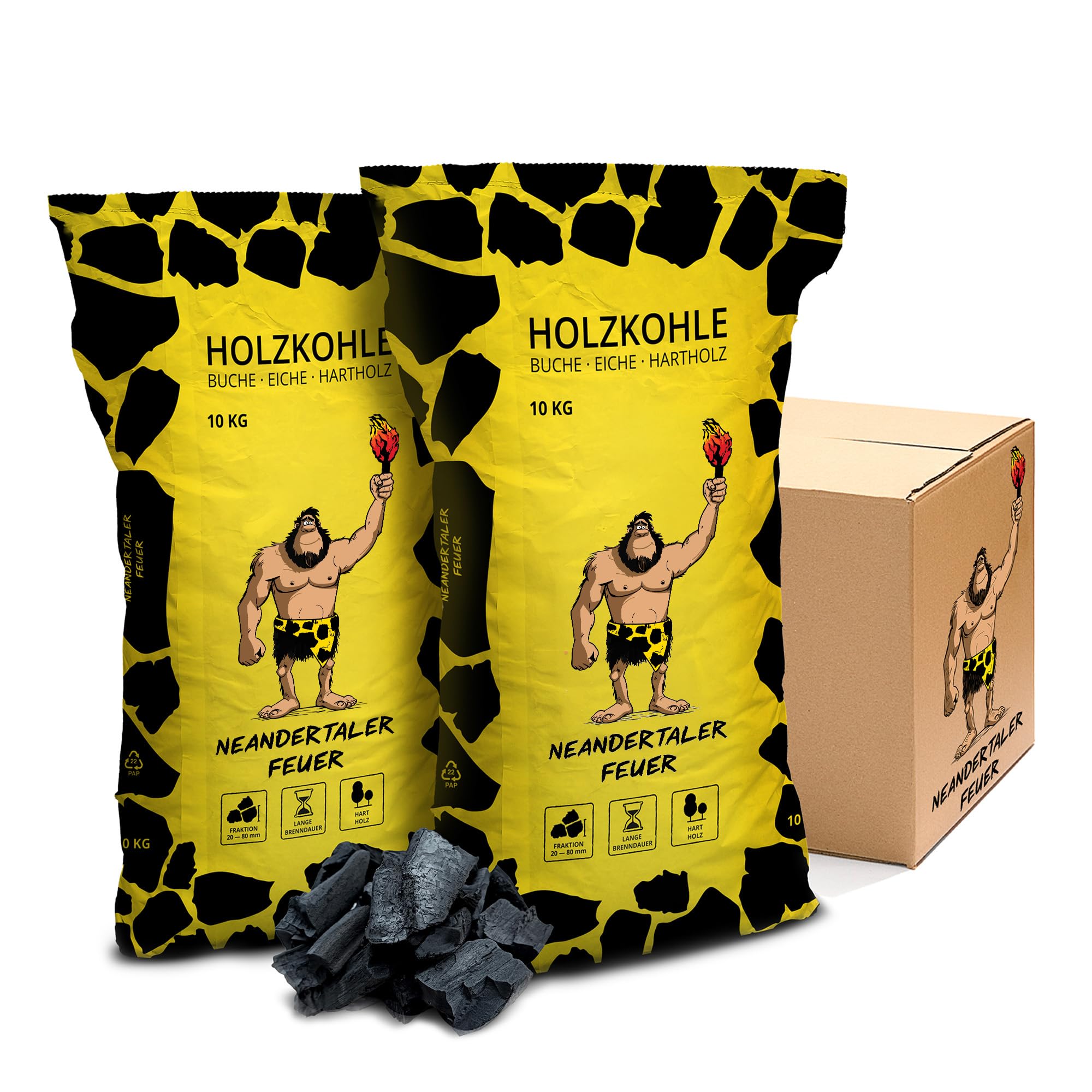 Holzkohle Grillkohle Buche - 10kg 20kg 30kg Charcoal BBQ Kohle für Grill Smoker Kamin | Grillholzkohle aus Laubholz Buchenholzkohle | Restaurant Qualität
