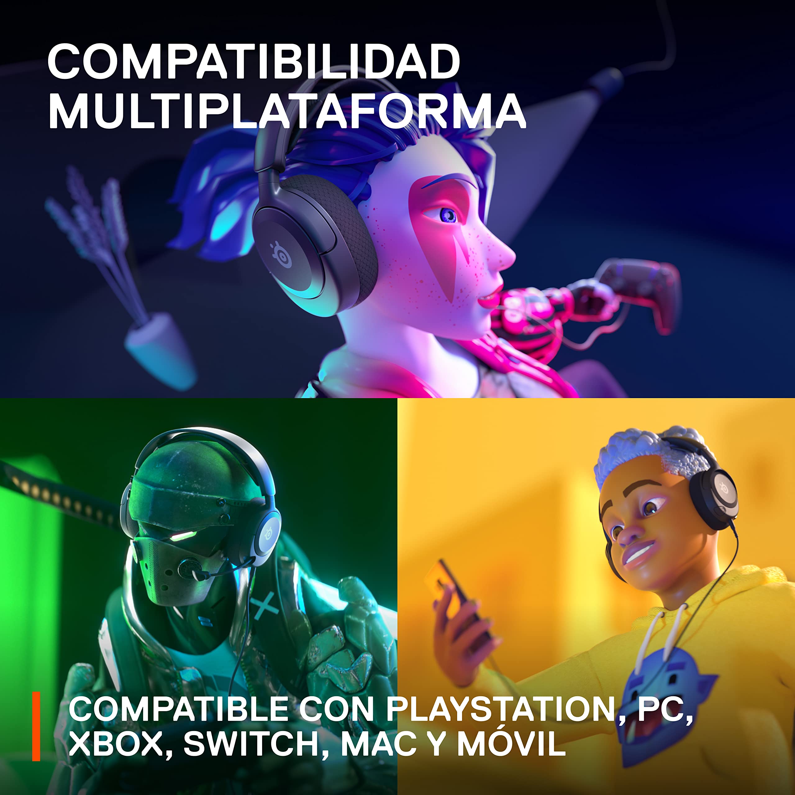 SteelSeries Arctis Nova 1P - Cascos PS5 Con Cable y Multisistema - Controladores Hi-Fi - Audio espacial 360° - Almohadillas de espuma con memoria - Ultraligeros - PS5, PS4, PC, Xbox - Negro