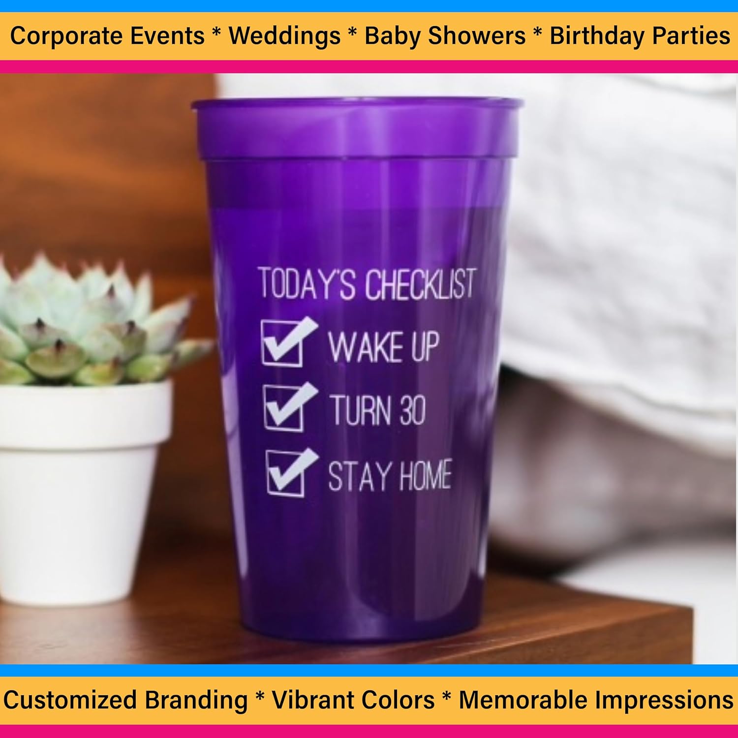 USMG 22oz Translucent Stadium Cups with One-Color Imprint for Parties and Promotions