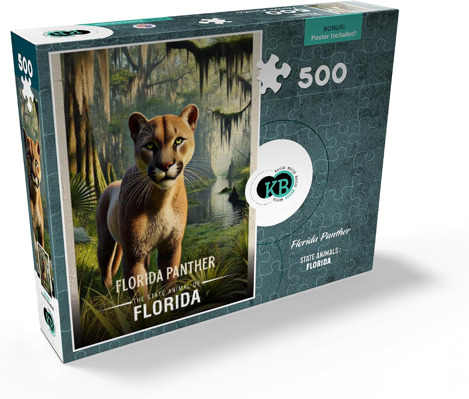 MyPuzzle Florida, Florida Panther: State Animals Series - Premium 500 Piece Jigsaw Puzzle for Adults