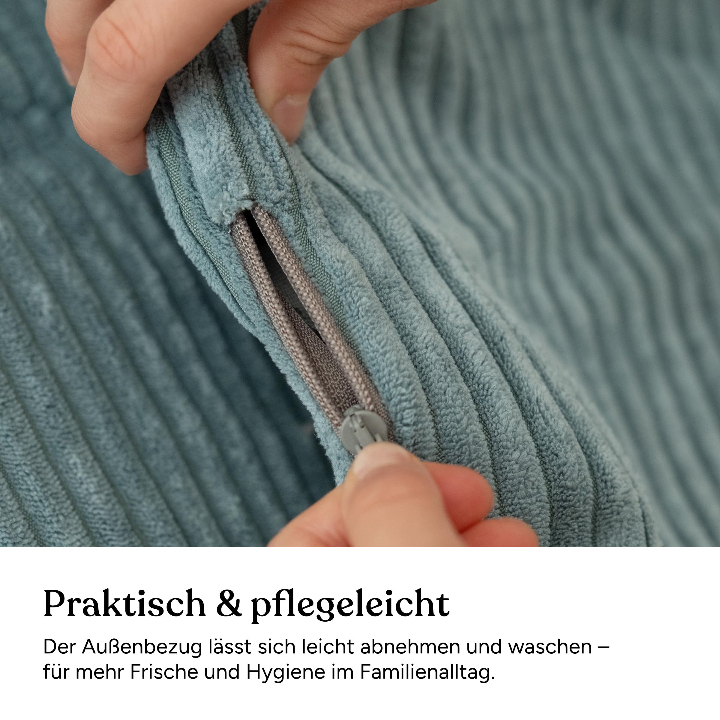 Ehrenkind® Sitzsack XXL aus Cord | Für Körpergrößen von ca. 140–190 cm | Bequem & ergonomisch | Weicher, abziehbarer Cordbezug | Natur