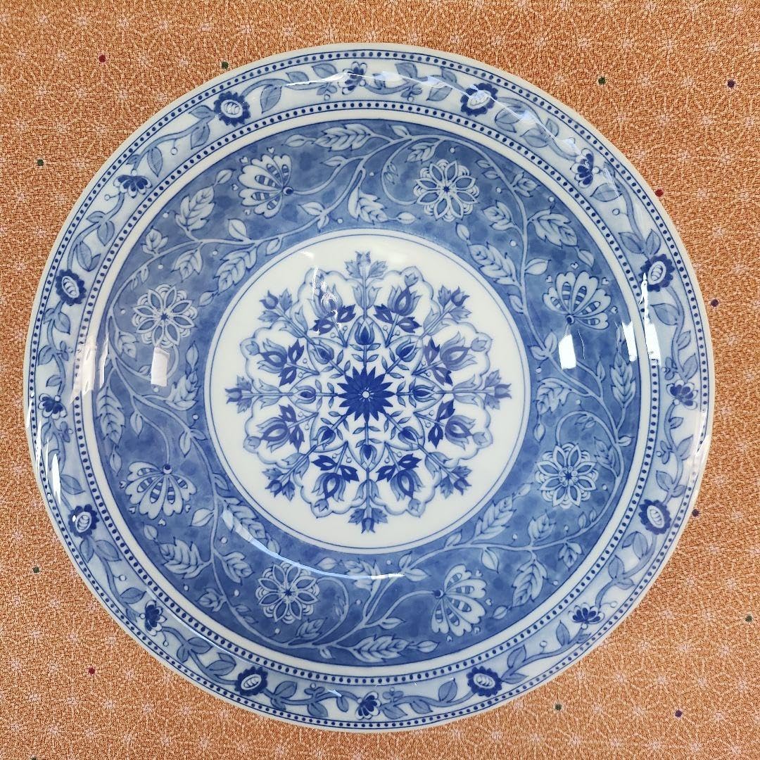 Amazon.co.jp: 龍峰窯 三洋陶器 染付花唐草 スープ皿 5枚セット レトロ