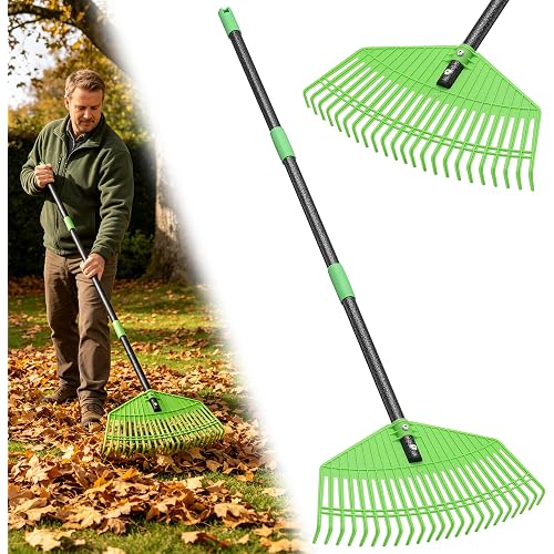 Long Handle Rake for Leaves,50 Inch Detachable Leaf Rake for Gardening,Lightweight Yard Rake Friendly for Women Seniors Child，Garden Tool for Lawn Leaves Grass Mulch Debris Clearing