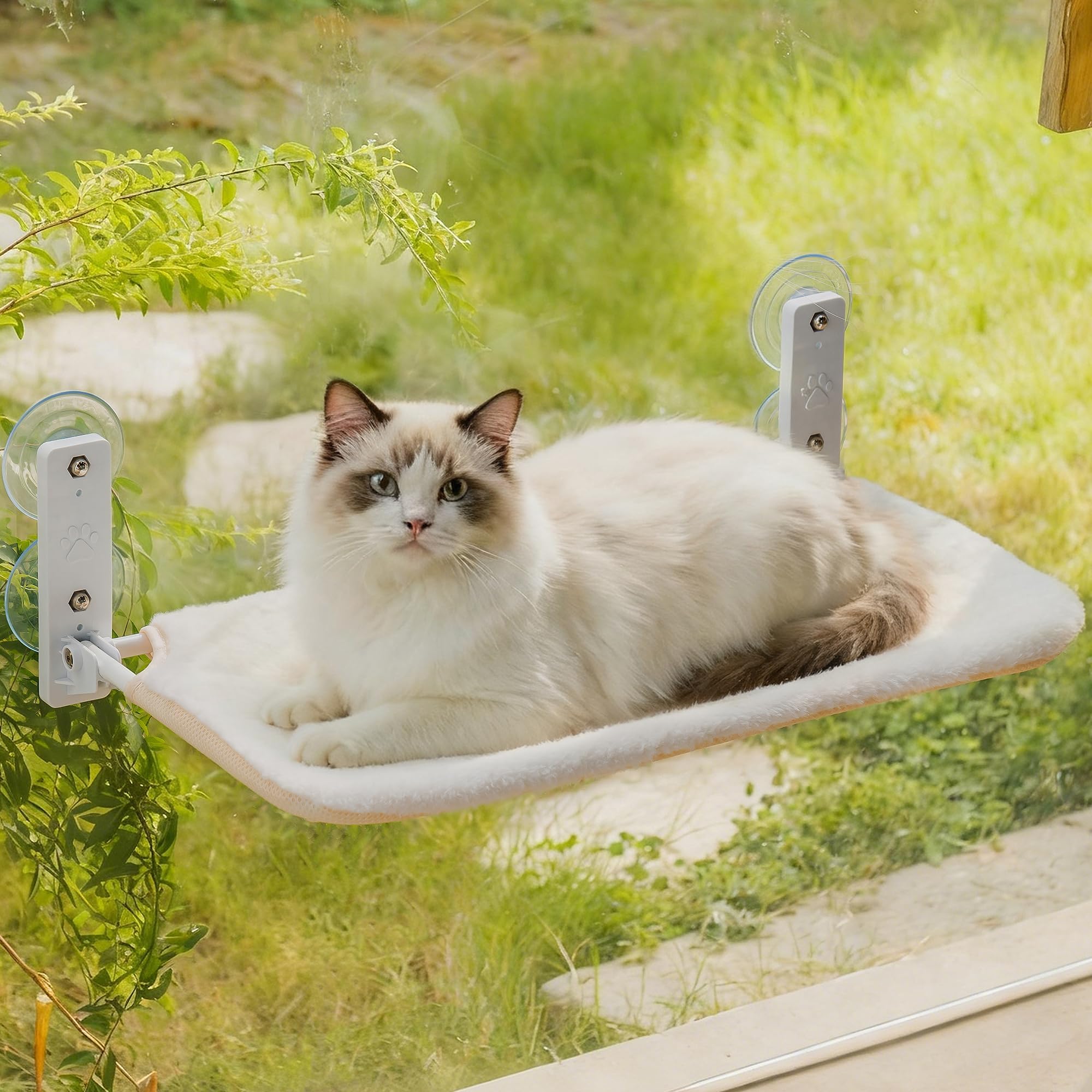 EDAGNY Pliable Hamac Chat Fenetre léger 54x30cm avec Confort aTapis Blanc