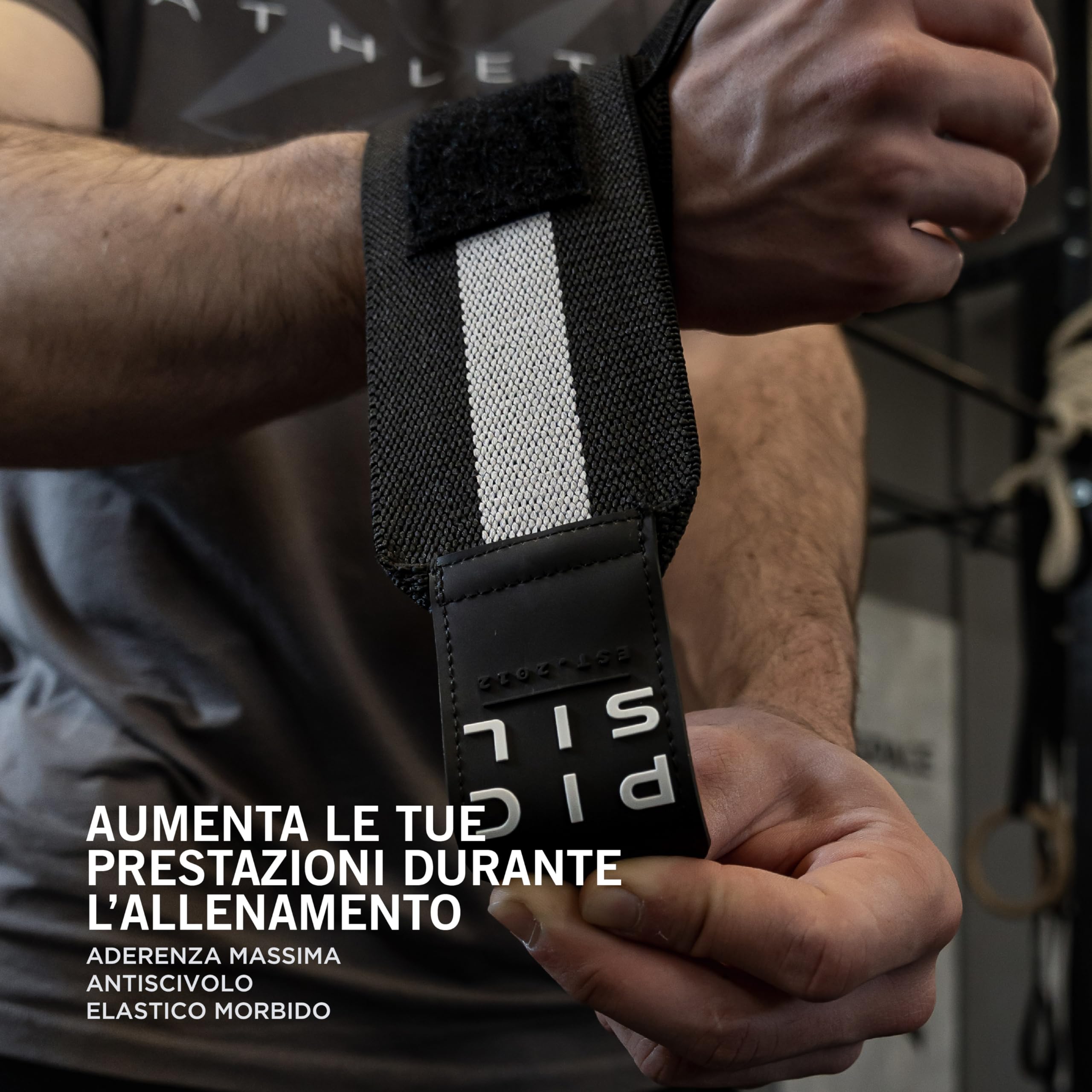 PICSIL Polsiere per Cross Training, Supporto del Polso con Presa Pollice, Realizzate in Nylon Elastico, Ideali per Body Building, Box, Calisthenics, Palestra, Prevengono Tendiniti, Unisex