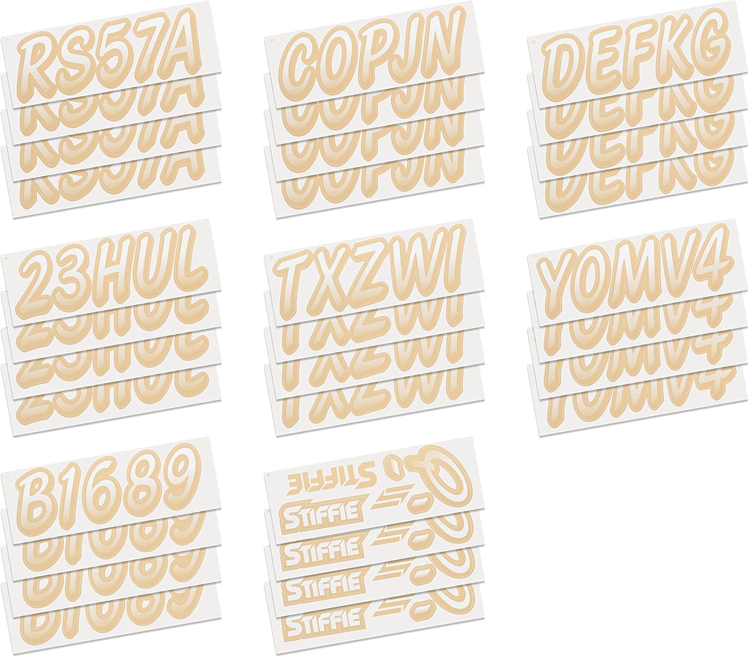 STIFFIE Whipline White/Tan 3" Boat & PWC Registration Decals • Numbers Letters Stickers