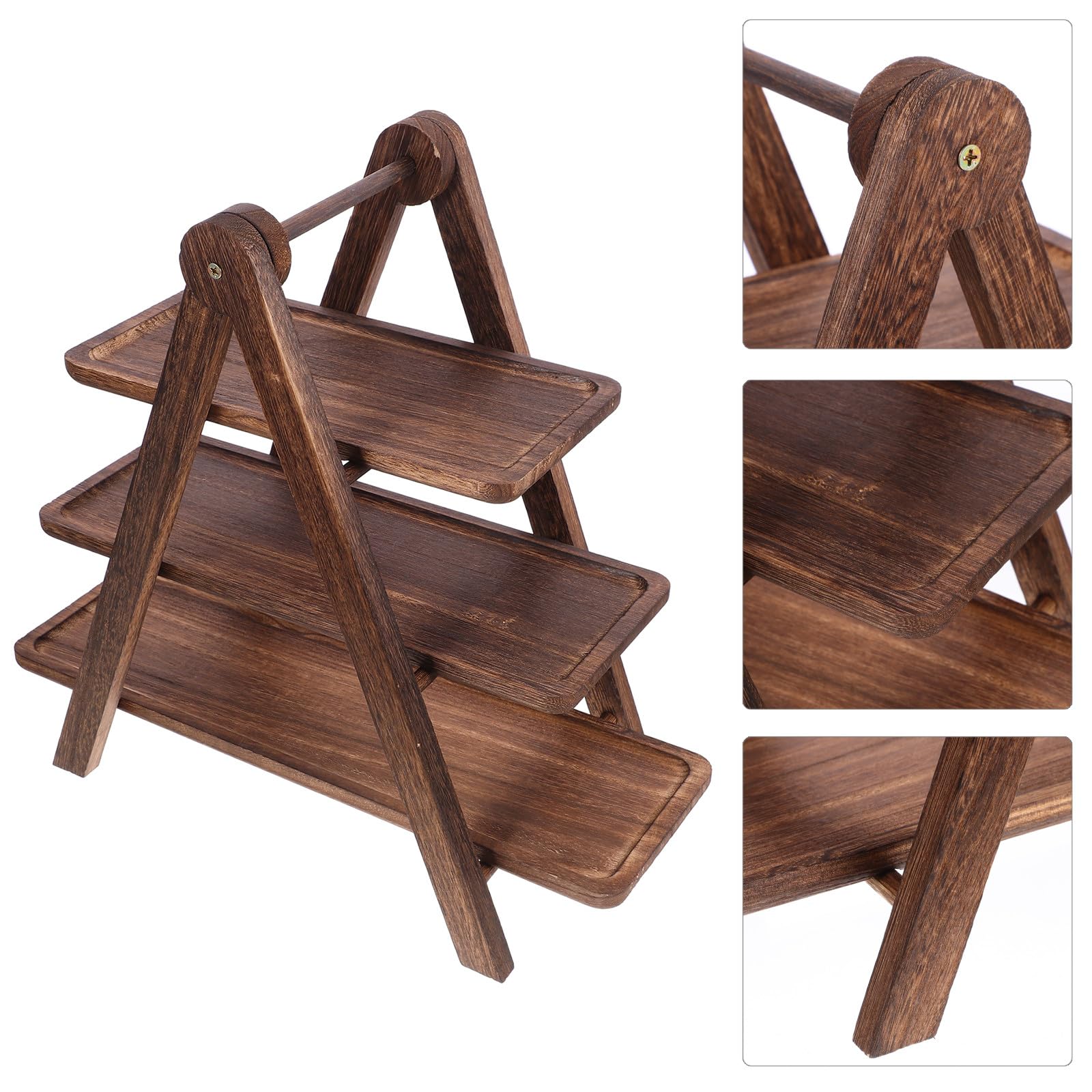 Estante de almacenamiento de alimentos de madera de 3 niveles, versátil estante de cocina marrón y diseño de múltiples capas, solución que ahorra espacio para sala de estar y decoración de cocina