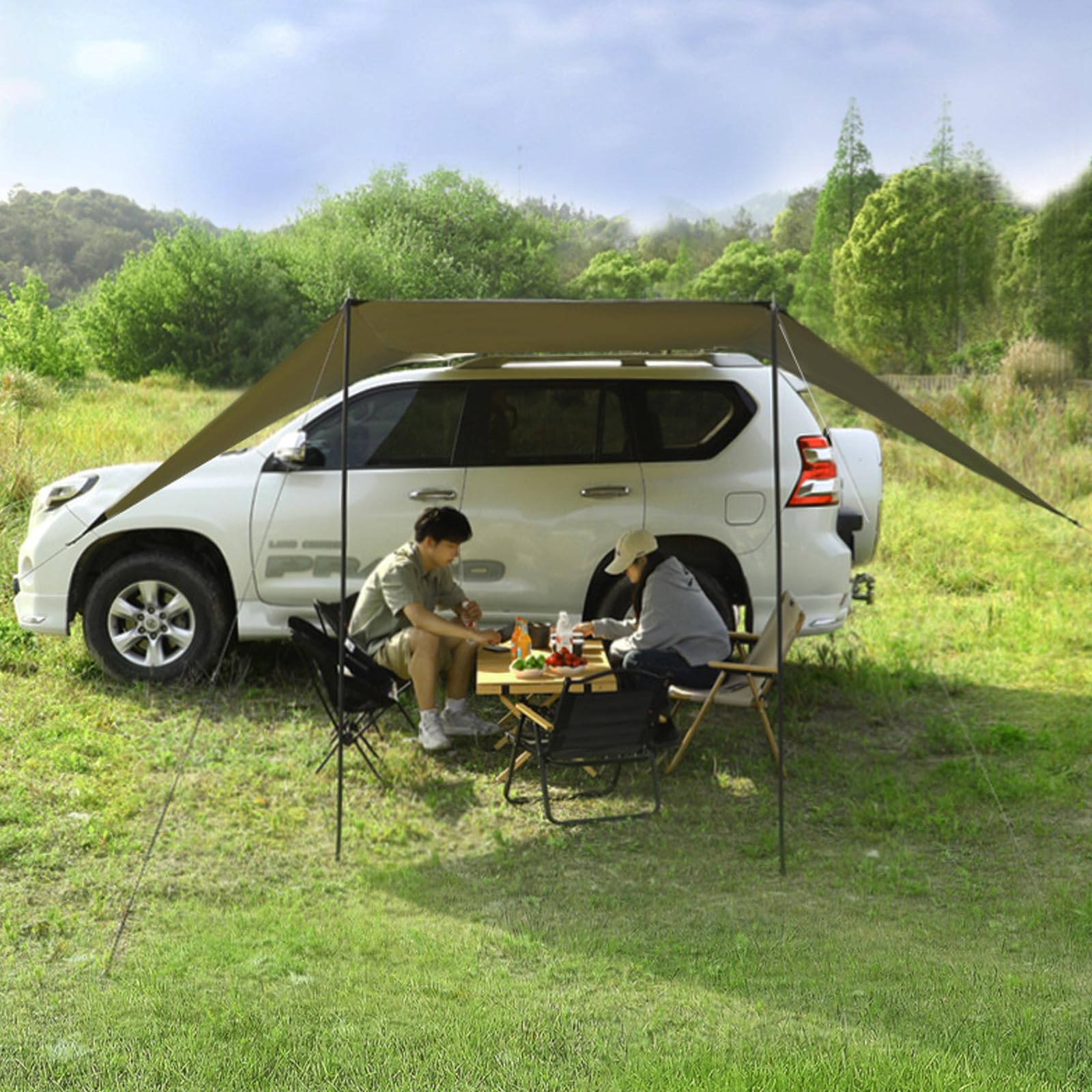 Tendalino Parasole Auto, Auto Tenda Posteriore 280 * 380cm,Tendalino per Portellone Posteriore,Tenda da Sole Idrorepellente,Tenda da Tetto auto per SUV, Campeggio (Nero)
