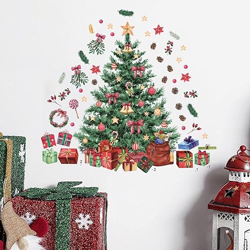 Miniatura 2 de TOARTI Adhesivo de pared de Navidad, calcomanías de pared de Feliz Navidad, calcomanías de árboles de Navidad, decoración de vacaciones, suministros