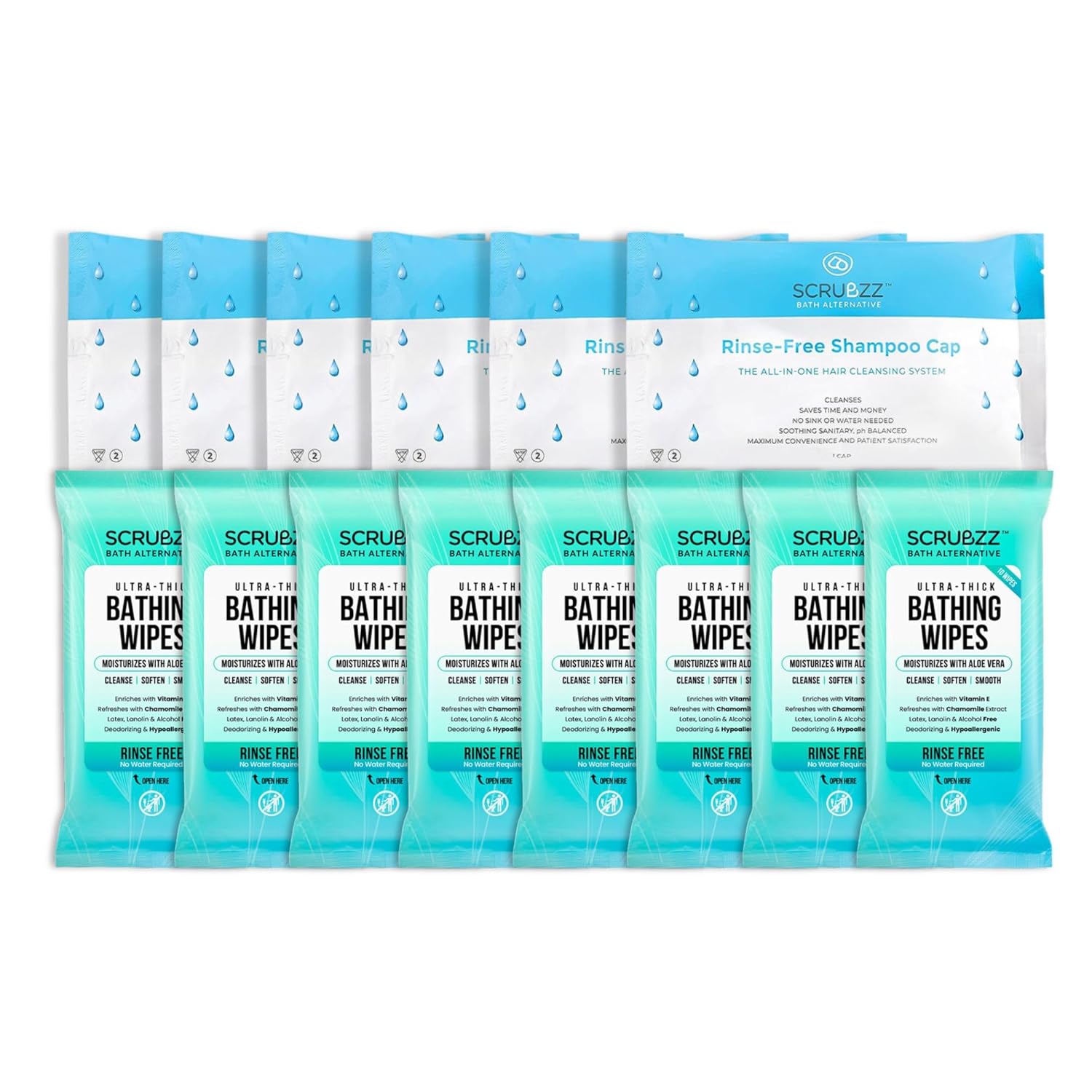 Scrubzz Extra Large Adult Bathing Wipes and No Rinse