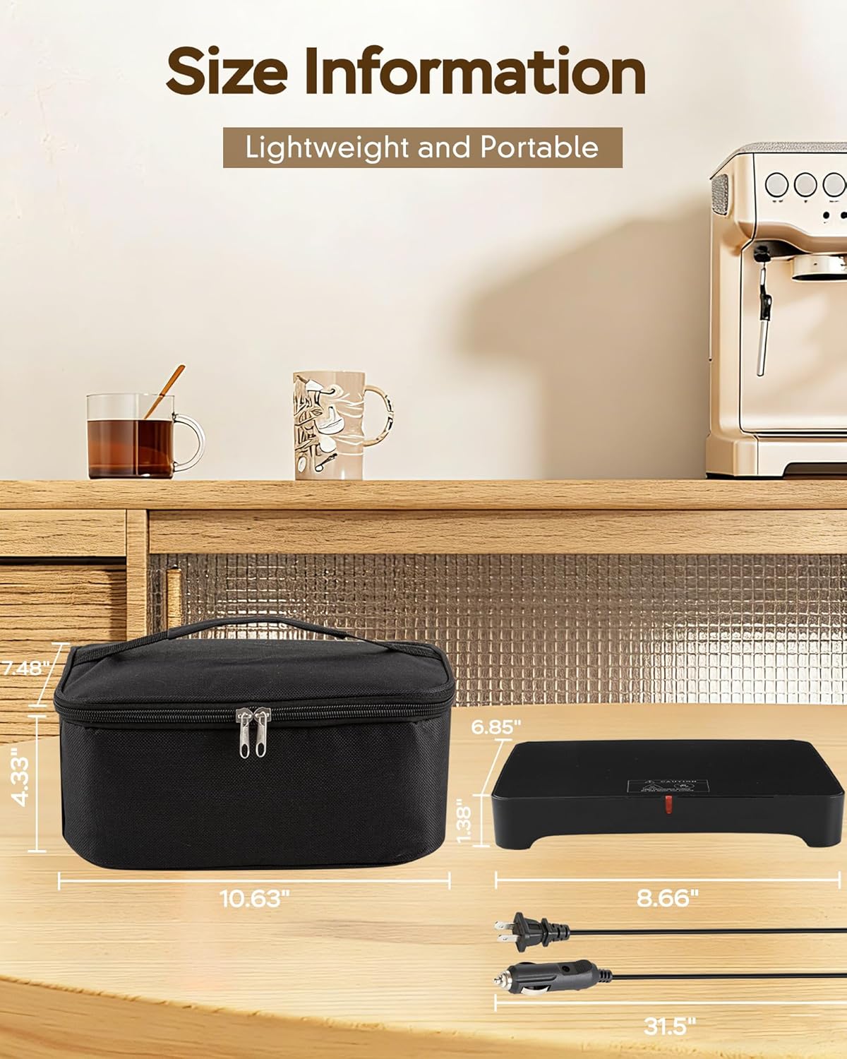 Portable Oven, Electric Lunch Box Food Heater - 12V/24V/110V 3-in-1 Car Food Warmer - Mini Personal Microwave Heated Lunch Box Warmer for Car, Truck, Travel, Office & Home