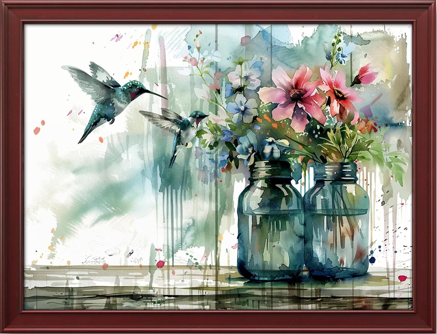 Leczany Cross Stitch Stamped Kits for Adults Beginners Patterns Craft Kit Needlepoint Full Range of DIY Embroidery Kits Starter 11CT 3 Strands | Vase and Hummingbird 15.8×21.3 inches