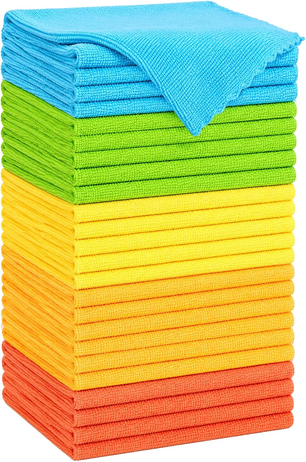 Microfiber Cleaning Cloth, 24 Pack Highly Absorbent Cleaning Rags, Reusable Lint Free Cloths Microfiber Rag for House, Kitchen, Car Care, 11 x12 inch, Multicolor