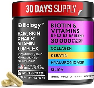 Biotin for Hair Growth Women & Men with Keratin, Collagen Complex 30000 mcg - Capsules for Hair Loss & Stronger Thickness - Skin & Nails Vitamins, Biotin 10000mcg and Collagen Supplements - 60 Pills