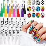 Kalolary 12 Ensemble de stylos d'art à ongles, 3D Stylos de peinture acrylique à ongles Stylo de peinture à double extrémité Marqueurs d'art à ongles à séchage rapide Outils d'Art à ongles pour le dessin à points DIY Nail Art Beauty Manucure(B)