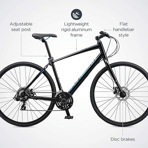 Miniatura 3 de Schwinn Vantage - Bicicleta híbrida deportiva para hombres y mujeres, transmisión de 21 o 24 velocidades, marco de aluminio, barra plana, frenos
