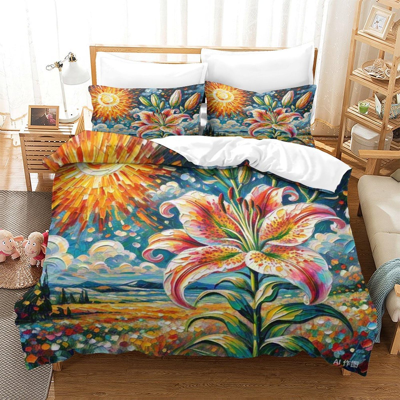 Housse de couette 260x220 Lily 3D lit super king microfibre douce