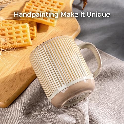 Miniatura 90 de GBHOME Tazas de café apilables de 12 onzas, tazas de café de cerámica con patrones de textura para hombre, mujer, papá, mamá, juego de 4 tazas
