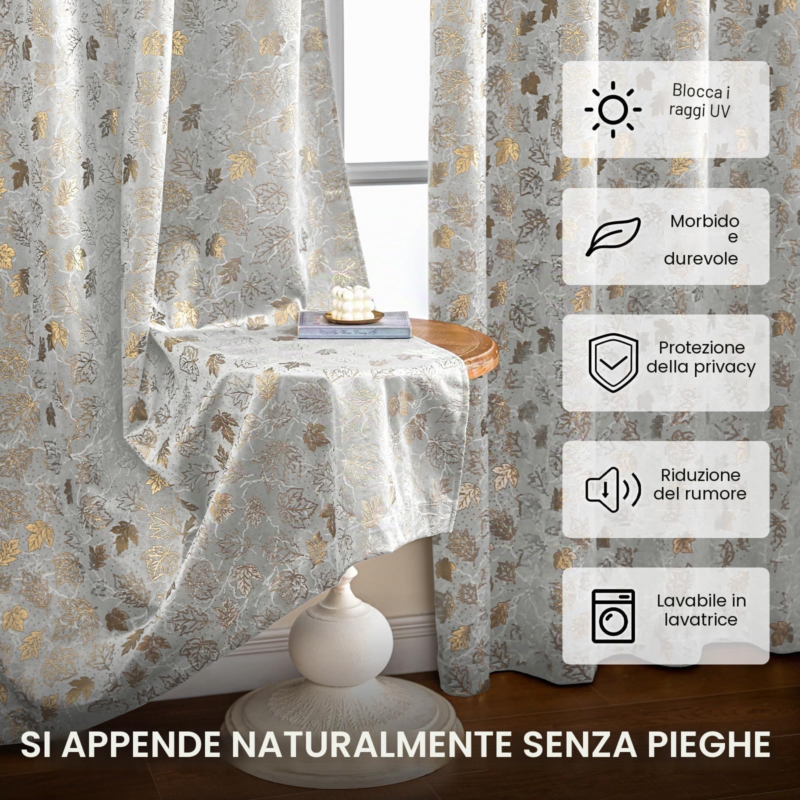 Tende Velluto Oscuranti Per Interni 2 Pezzi, 140x280cm，Tende Termica Isolante, Tenda Moderne Anti-Rumore, Tenda Con Occhielli, Per Camera Da Letto E Soggiorno, Beige