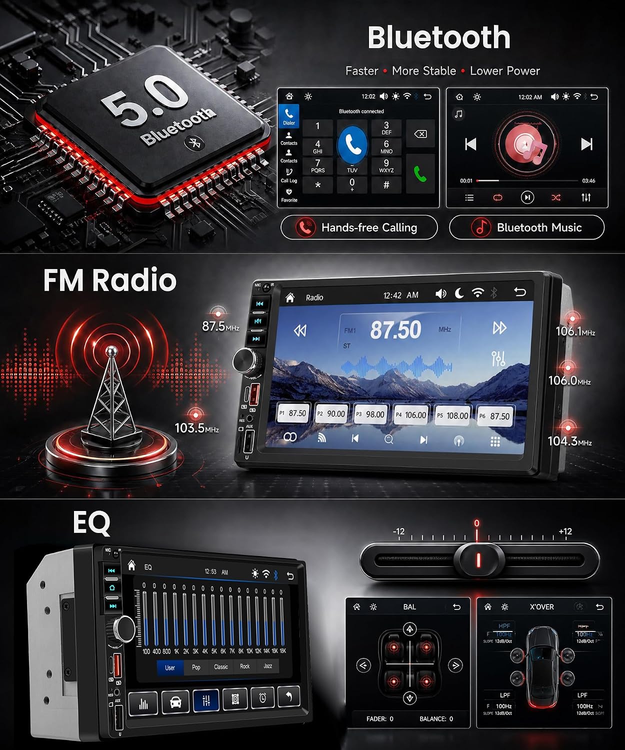 Rimoody 7 Inch Double Din Car Stereo Wireless CarPlay Android Auto image 4