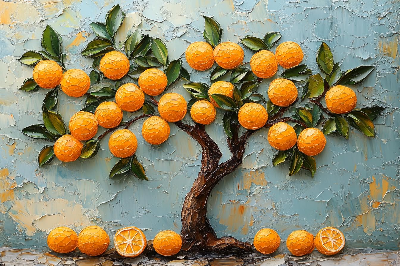 KY-lunk Paint by Numbers, Orange Tree Dotted with Citrus Globes, Adult Crafts Adult Paint by Number Kits, Arts Crafts for Home Decor(No Frame,16x20