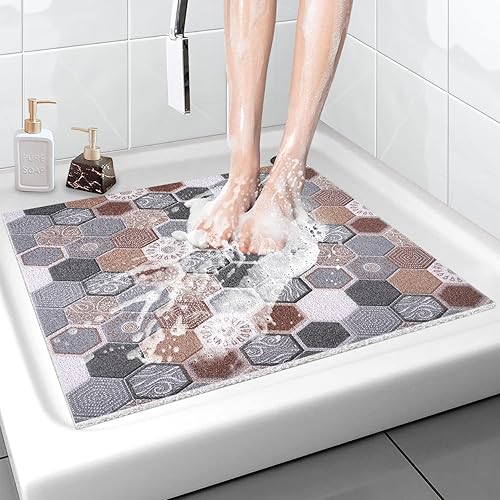 Miniatura 19 de Tapete de Ducha Tapete de Bañera Antideslizante - 32x32 Pulgadas, Tapete de Baño Suave y Cómodo con Orificios de Drenaje, Tapete de Baño de Masaje