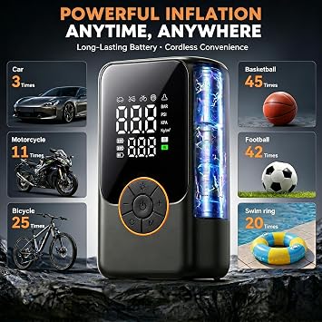 Car Tyre Inflator Air Compressor,150PSI Tyre Pump with Dual Values Display