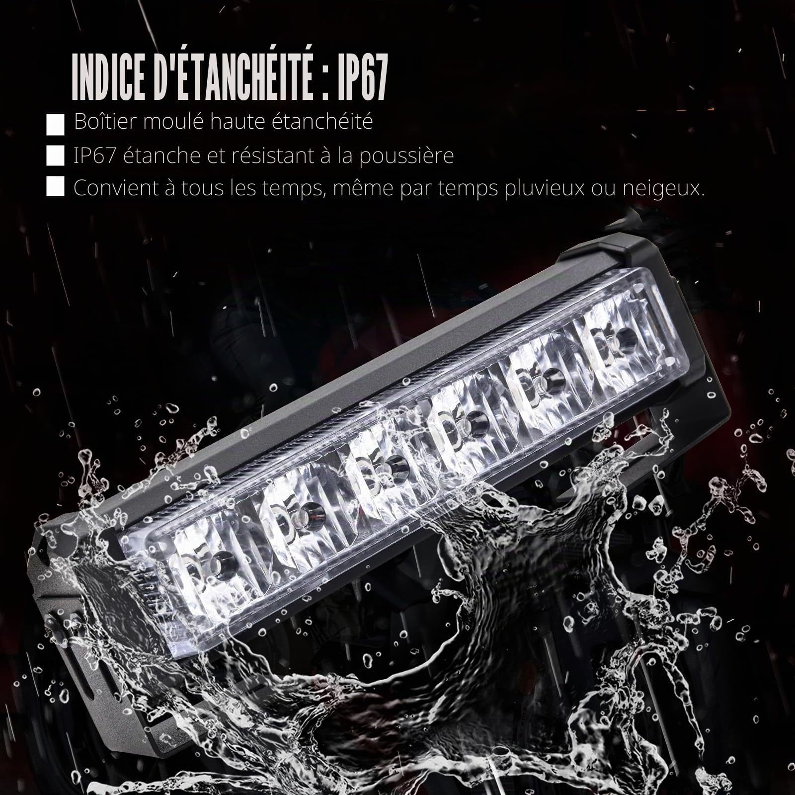 2 en 1 LED Lampe Stroboscopique 12V 24V Lumière Avertissement Stroboscope Bar avec Interrupteur pour Voitures, Bateaux, Camions.