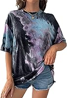 Remidoo Women's Oversized Tie Dye T-Shirt Short Sleeve Graphic Tee Casual Boho Hippie Top