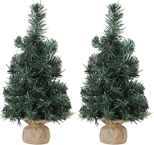 Mini árbol de Navidad artificial de abeto nórdico de 11.8 pulgadas, decoración interior de temporada con base de arpillera decorativa (11.8 pulgadas)