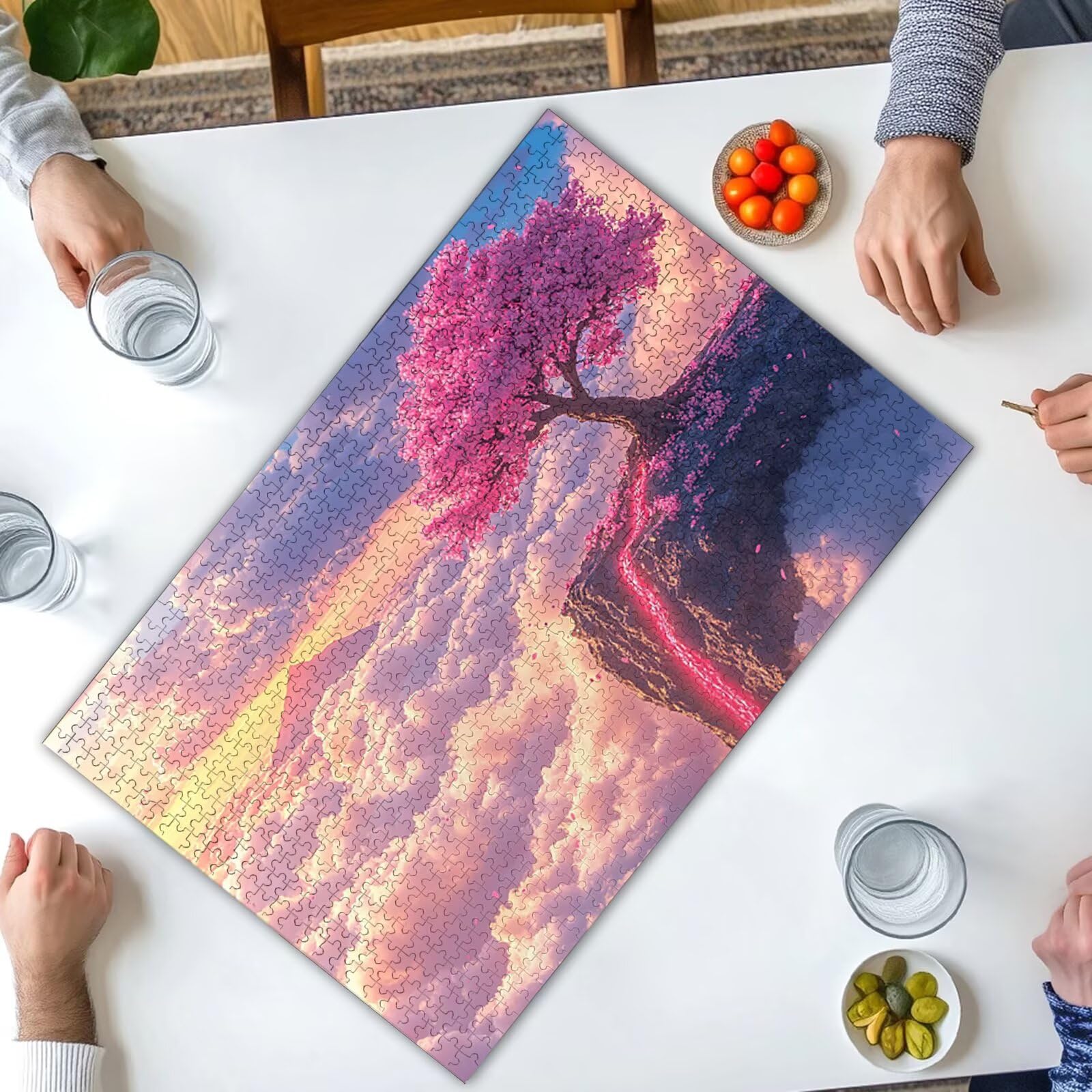 Puzzle Krajobraz, Puzzle 1500 sztuk Wymagające drewniane drzewo dla dorosłych, rozmiar: 87 x 57 cm, gra edukacyjna DIY z pudełkiem na prezent dla dorosłych, łamigłówka do dekoracji domu, prezent dla