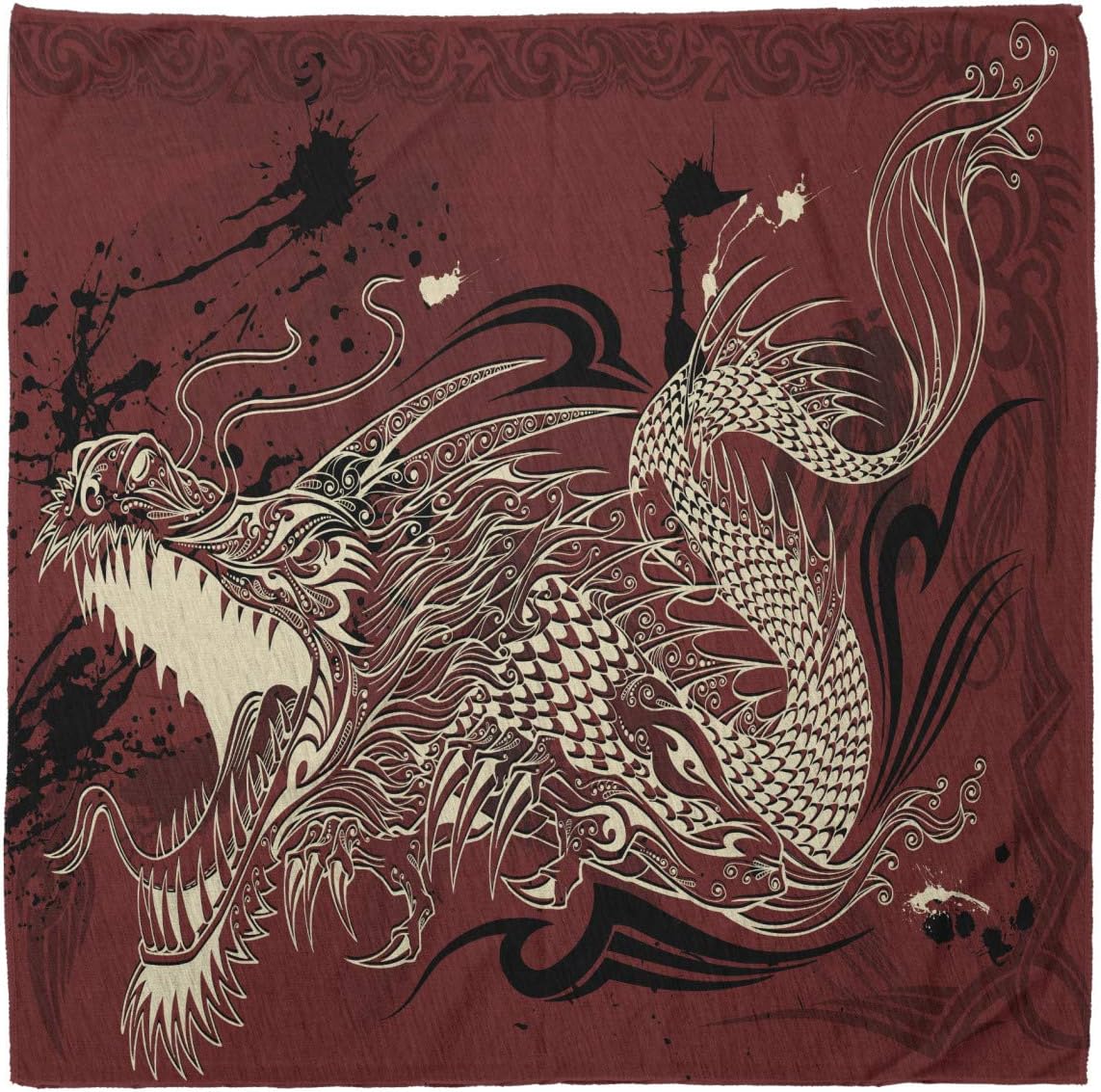 Ambesonne Unisex Bandana Ivory Ruby 10
