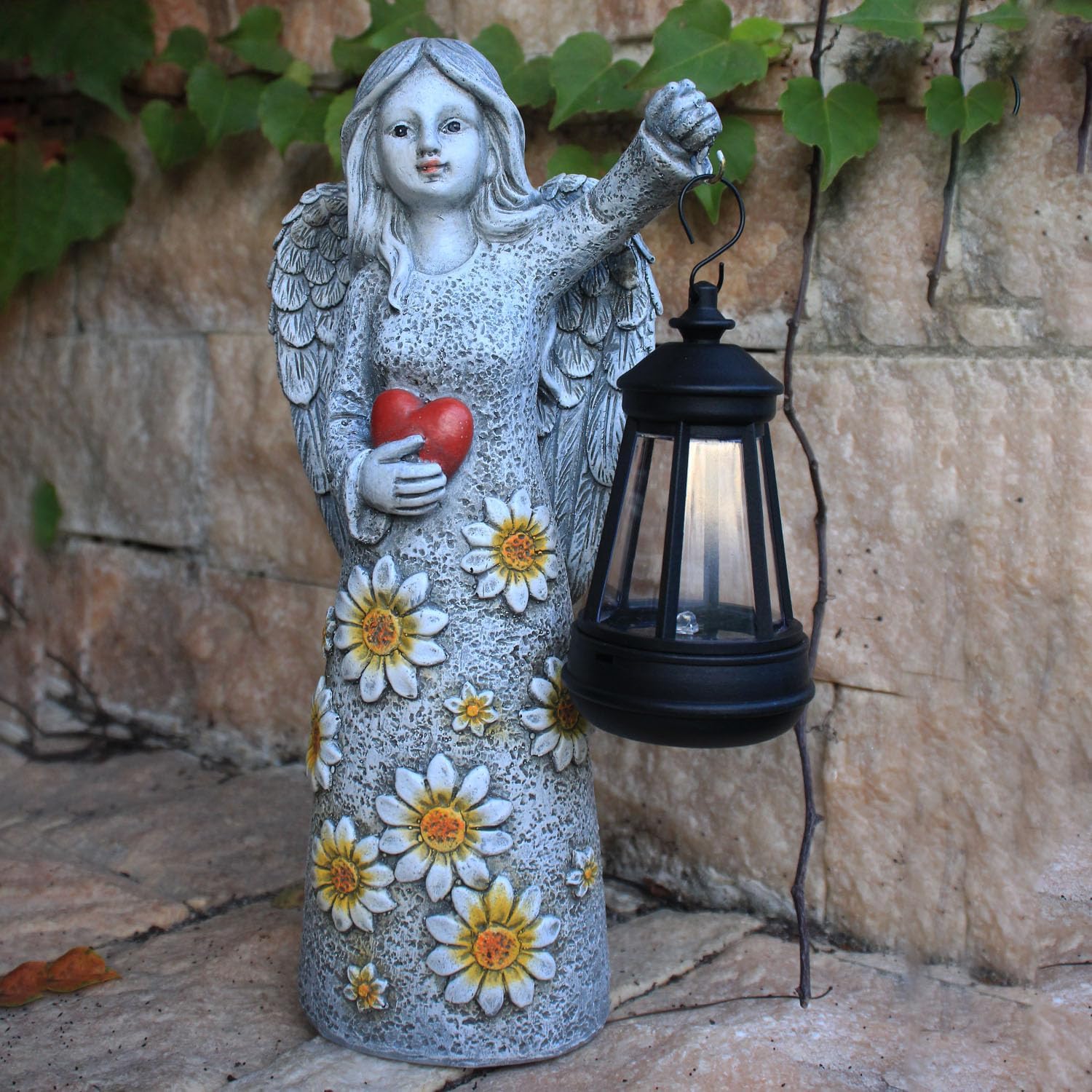 Solar Garden Angel Statues,Outdoor Angel Figurines Lights Waterproof Statue Decor Lanterns for Yard Patio Porch Decoration Gift for Mom Grandma (Minimalist)