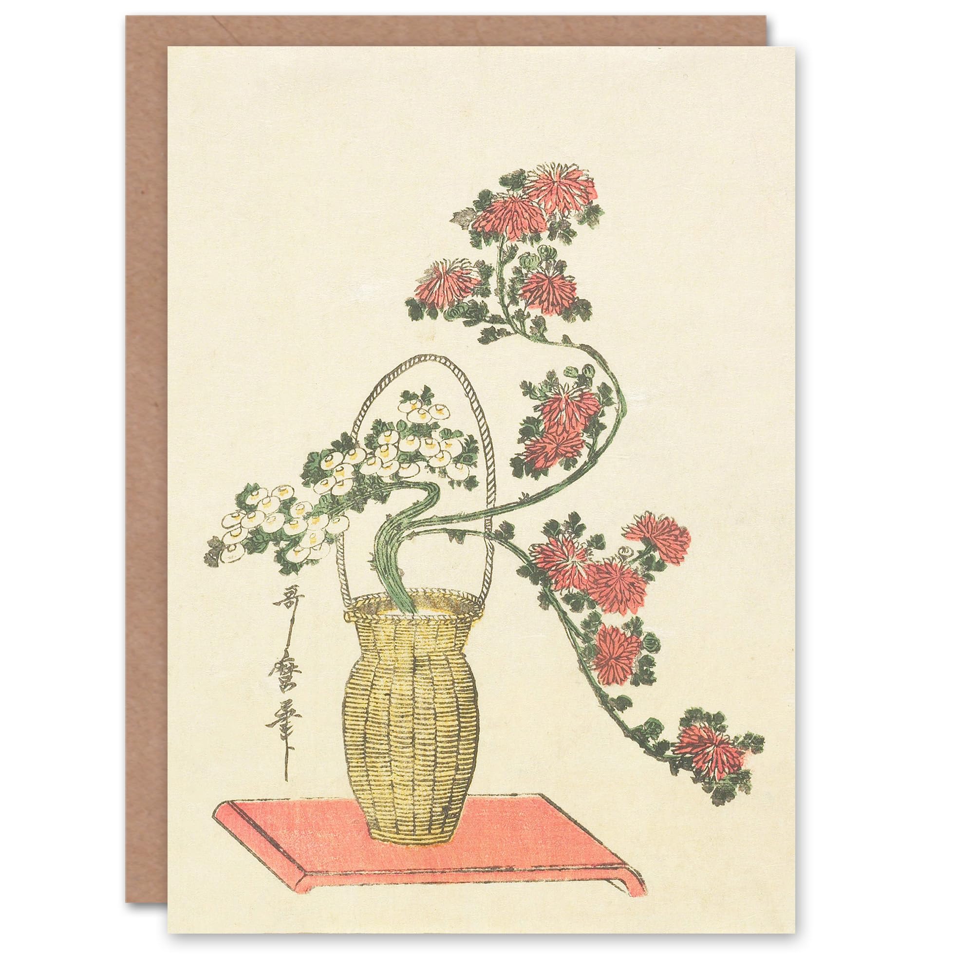 Artery8 Utamaro Kitagawa Art Card Chrysanthemum Ikebana Bouquet