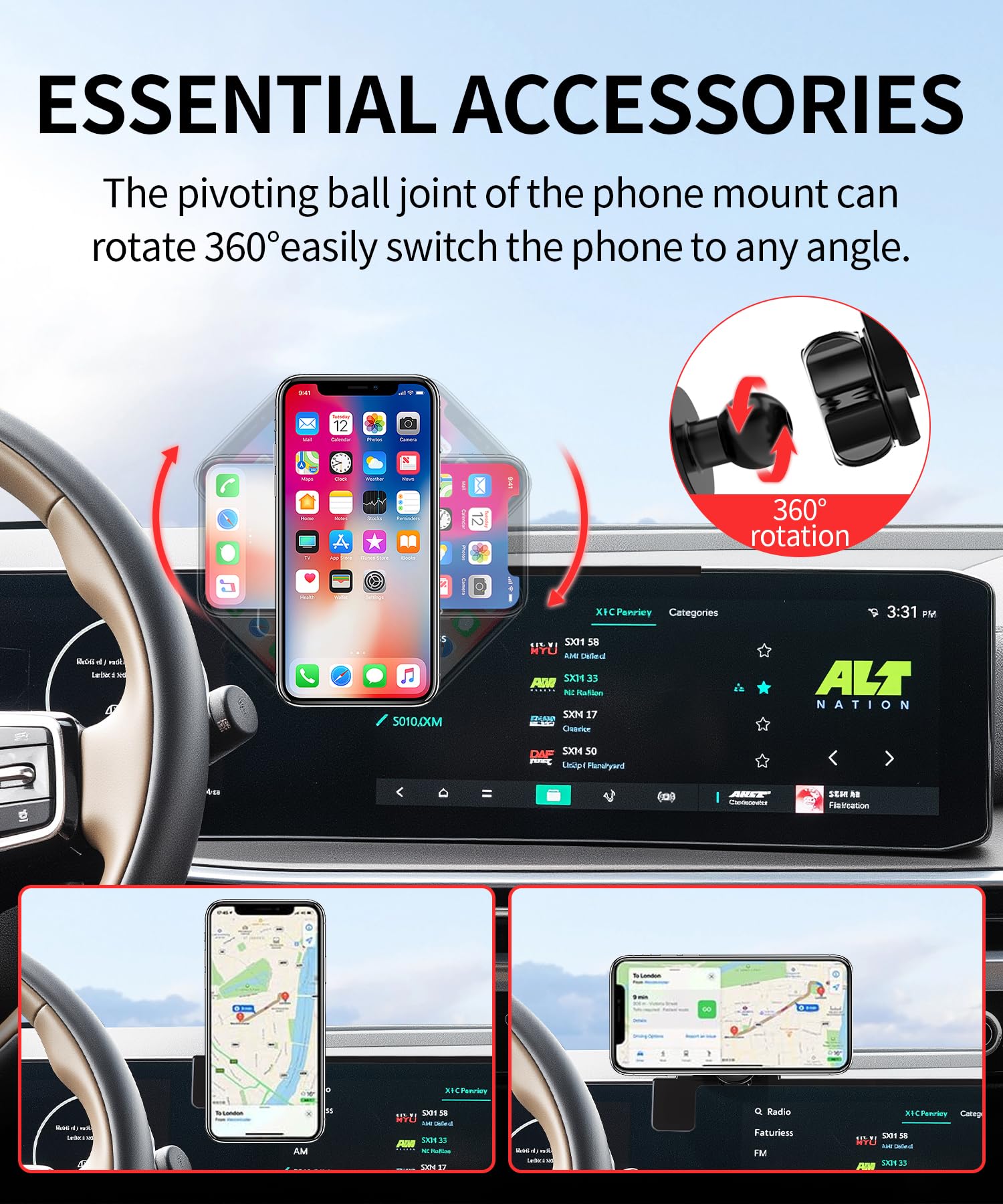 Supporto per telefono da auto per Kia Sorento 2024 2025 2026 Accessori, schermo da 12,3 pollici | Magsafe - Supporto magnetico per cellulare, compatibile con iPhone, 3D, stabile, per cruscotto e navigatore GPS