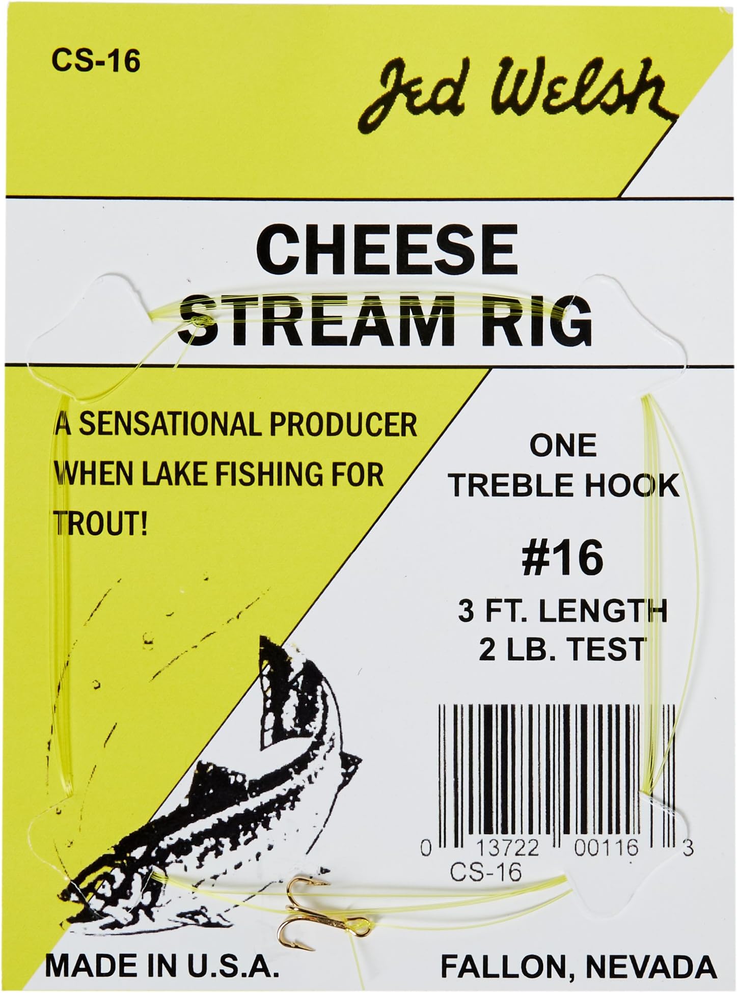 3 Pack Cheese Stream Rig Size 16 Hook Leader Rigs with #16 Hooks, Pre-Tied Ready to Fish-3 Pack, Clear