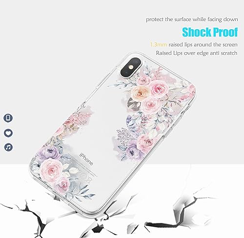Miniatura 3 de Funda para iPhone XsX, bonita funda protectora transparente de rosas tropicales, flores florales, margaritas y flores de margarita, camelia y