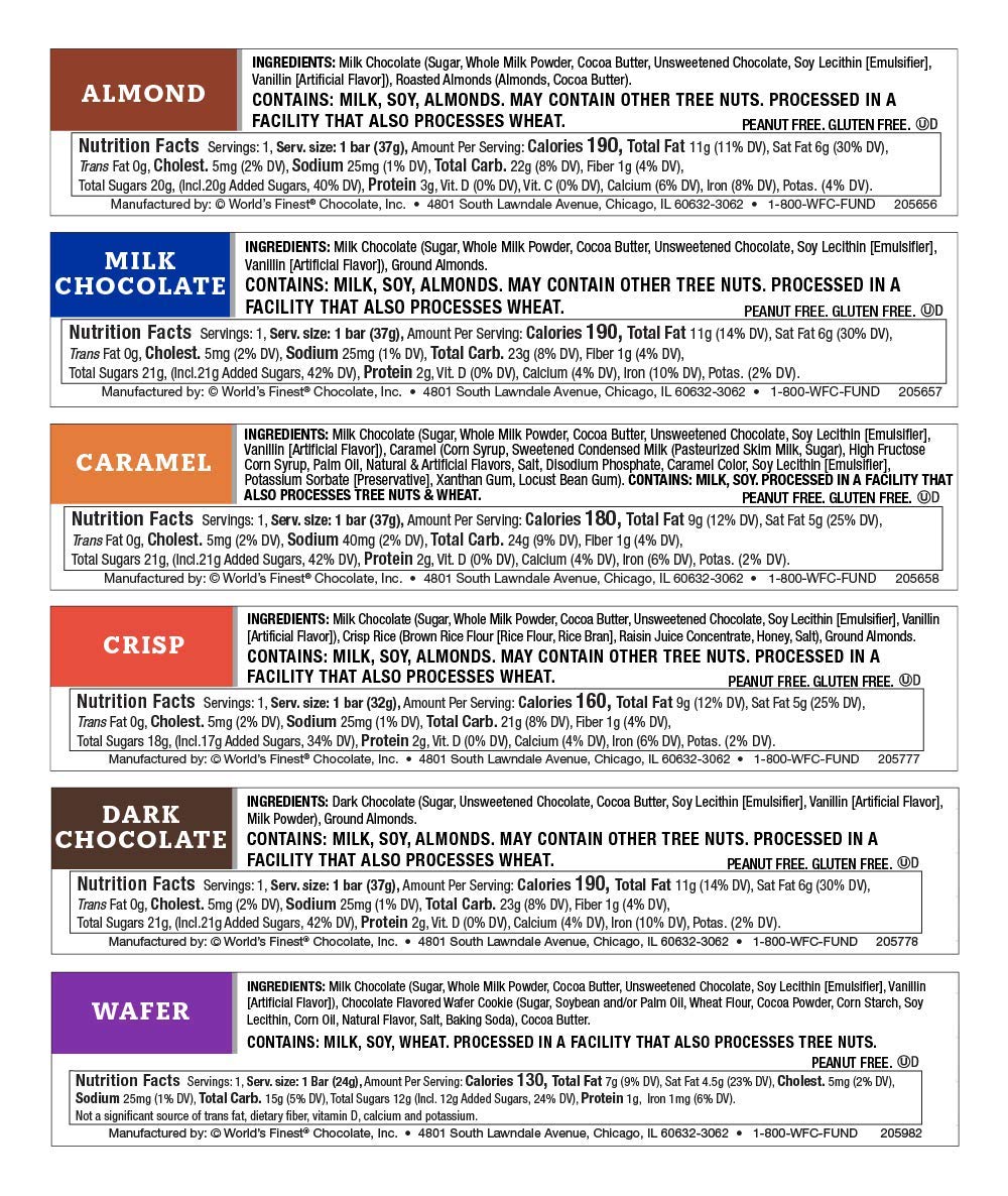 Amazon.com : World's Finest® Chocolate - 60 Candy Bar Fundraising Variety  Pack with NEW Wafer Bar Flavor : Grocery & Gourmet Food