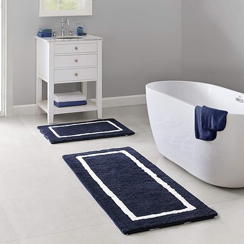 Miniatura 2 de Madison Park Bittman - Alfombra de baño reversible de pelo alto, lujosa alfombra de baño de felpa copetuda absorbente, de secado rápido, diseño