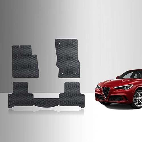 TOUGHPRO Juego de accesorios de alfombrillas (primera fila + 2da fila) para Alfa Romeo Stelvio resistente para todo tipo de clima (fabricado en