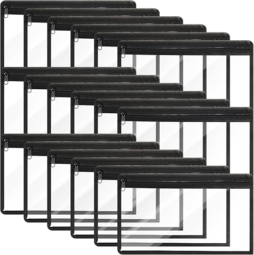 Ireer Paquete de 18 bolsas transparentes con cremallera de PVC, impermeables, bolsas transparentes con cremallera, bolsas de almacenamiento