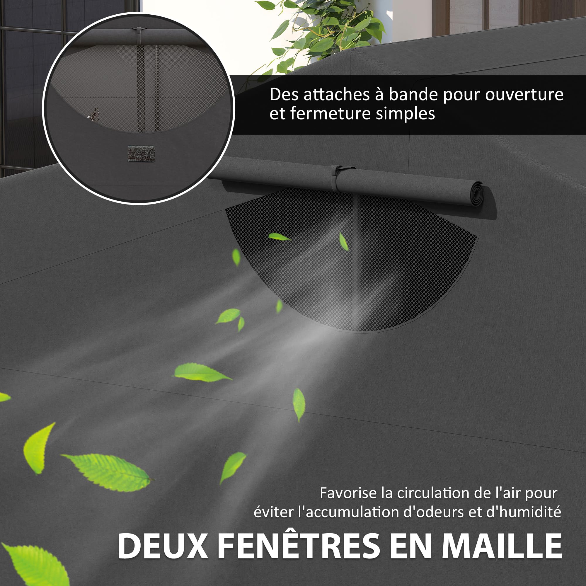 Outsunny Abri de Moto extérieur Tente à Moto Pliable de 345 x 135 x 191 cm avec Housse de Protection en Tissu Oxford, imperméable Anti-UV, 2 fenêtres enroulables, Rangement Garage extérieur, Noir