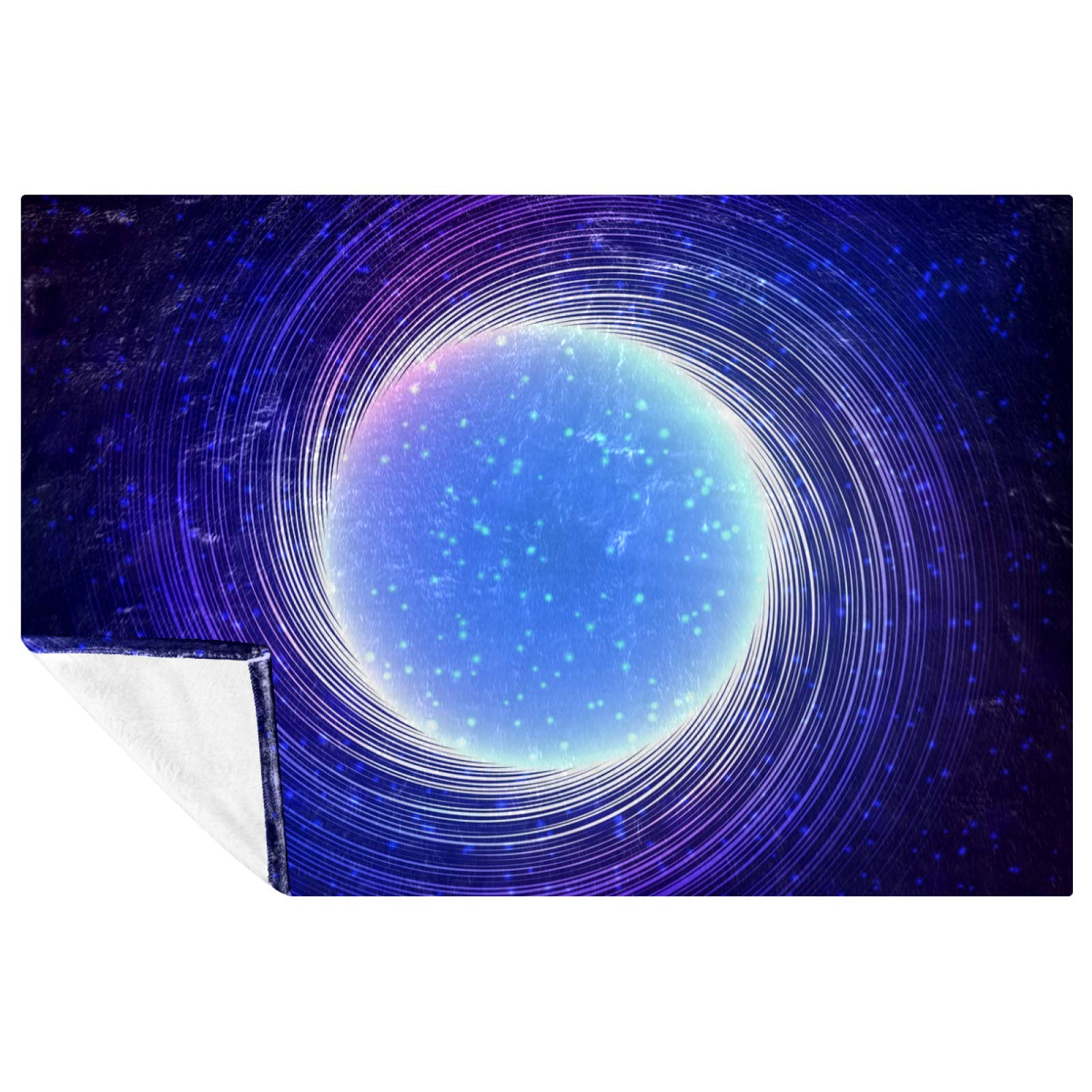 Couverture douce imprimé spirale 150x100cm, le plaid thermique compact pour lit et voyage