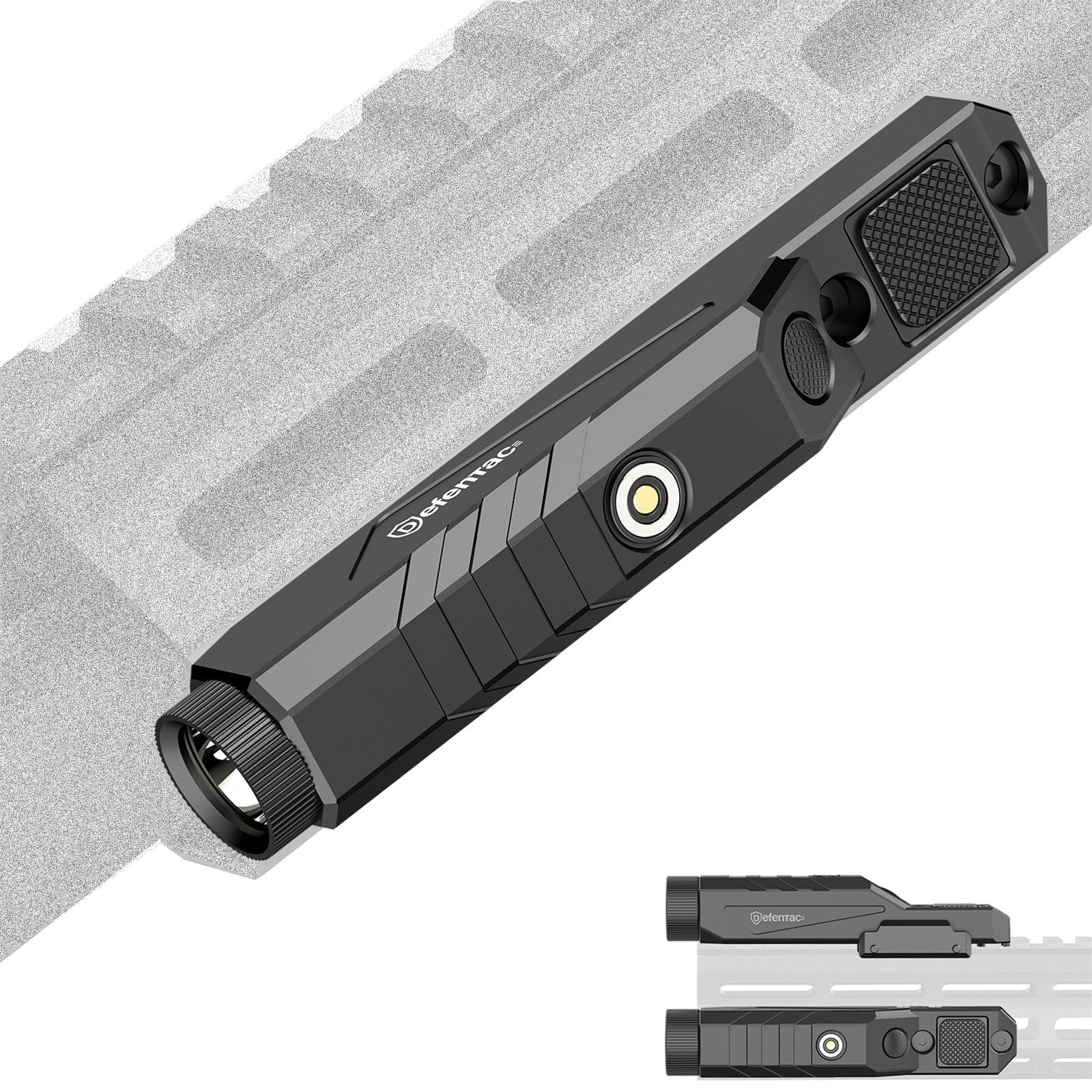 DEFENTAC 1600 Lumens Tactical Flashlight with Momentary and Strobe for Rifle, Weapon Light with Built-in Pressure Switch Compatible with M-Lok Rail Surface, Magnetic Rechargeable