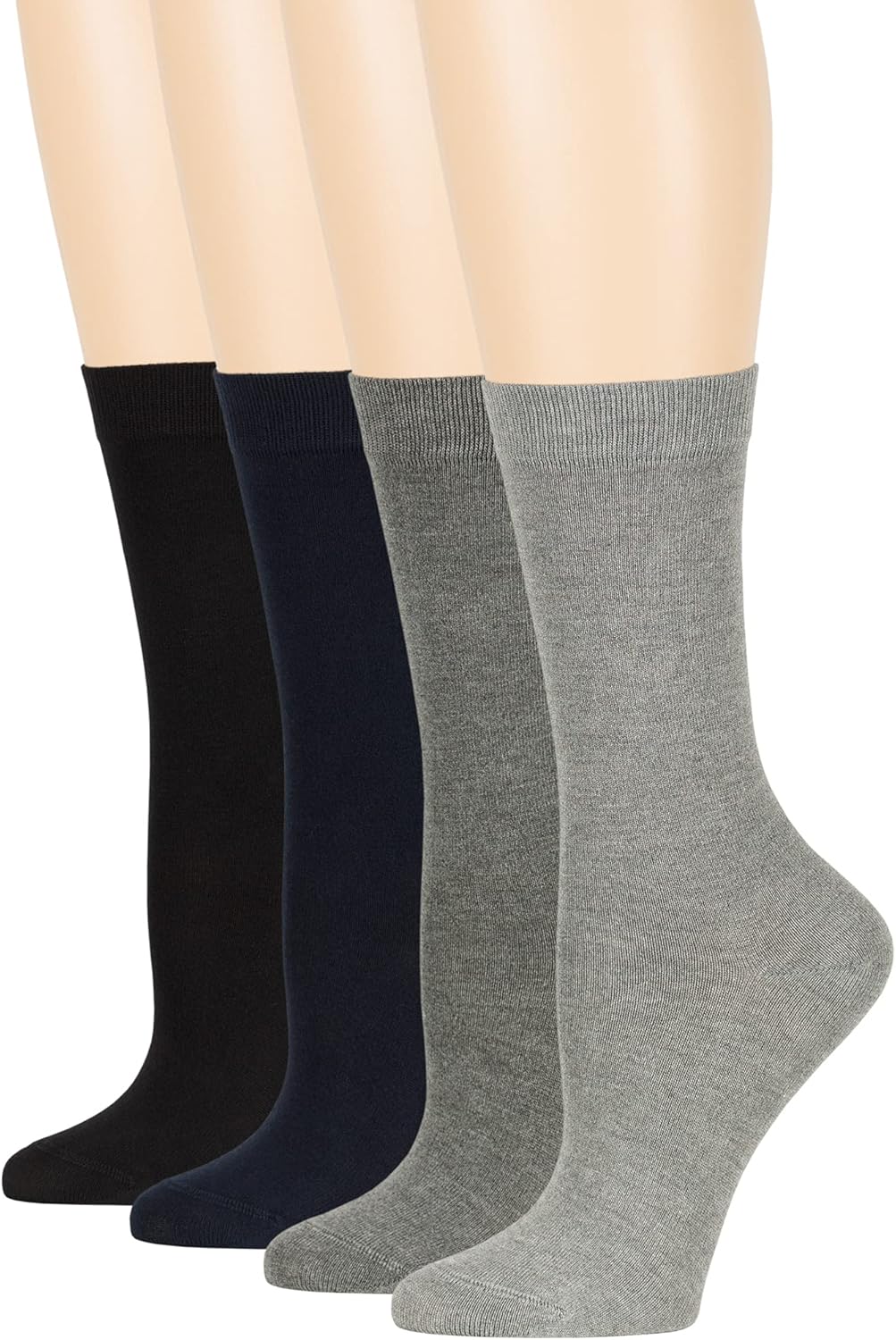 7BigStars Women Viscose From Bamboo Dress Socks, Solid Patterned Crew Fit, 4 Pairs Breathable Seamless for Work Daily Wear