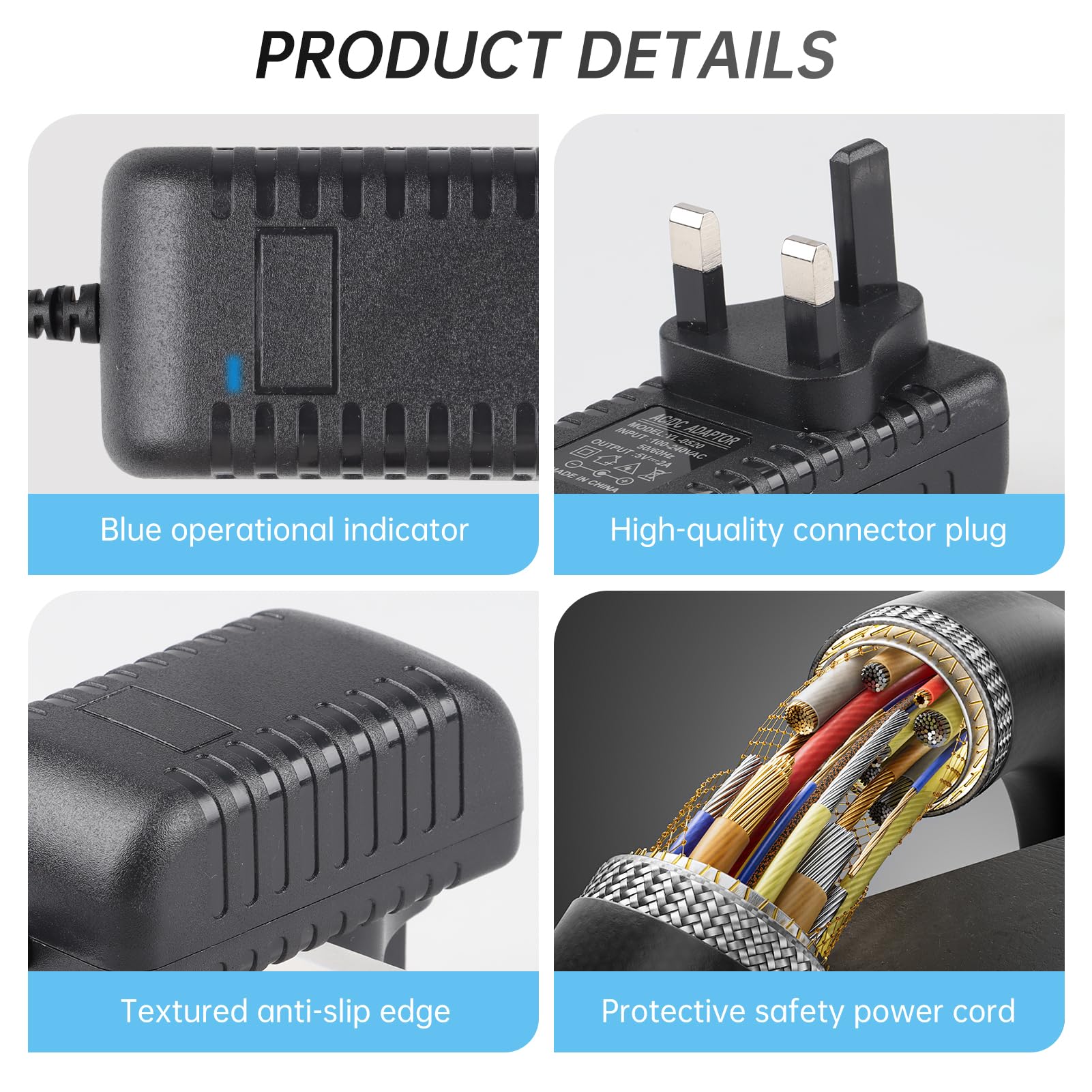 5V 2A Power Adapter Universal Power Supply Replacement, AC to DC 5v Adaptor with 8 DC Plugs,AC Adapter 100-240V 50 60Hz, 5 V Charger Adaptor for LED Strip, Router, TV Box, Audio, Speaker,Wall Charger — view 6