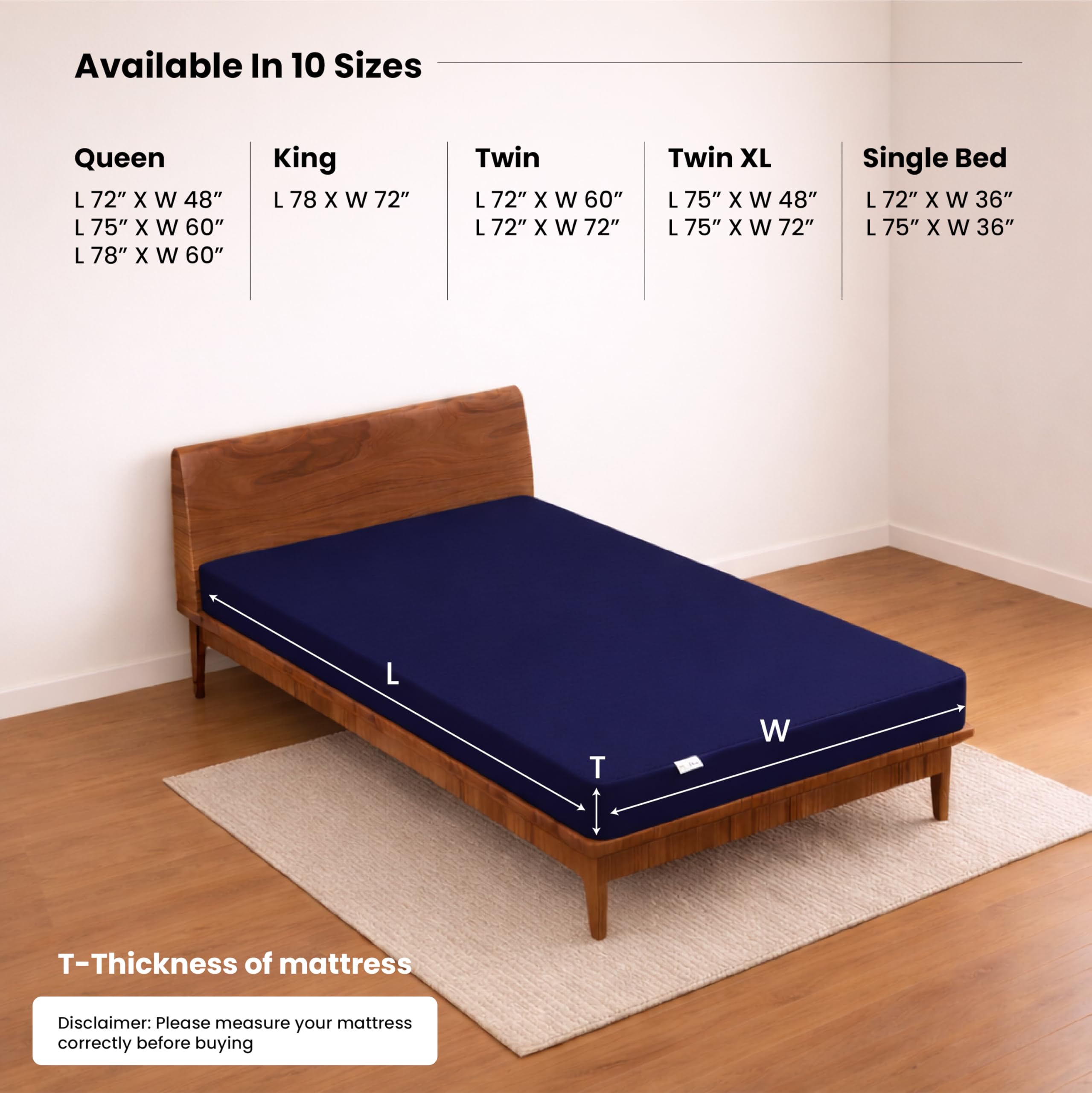 My Armor Waterproof Mattress Protector King Size, 78x72, 6.5x6 feet, Double Bedsheet Cover, Breathable & Allergen Free Ultra Soft Fitted Terry Cotton Feel Cover, Elastic Skirting, Navy Blue 4