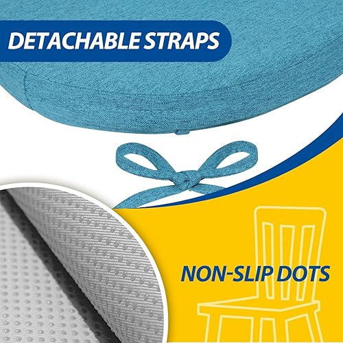 Miniatura 5 de AAAAAcessories Cojines en forma de D, espuma de 2 pulgadas de grosor, con lazos y funda extraíble lavable a máquina, 17 x 16 pulgadas, juego de 4,